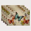 4/6/8pcs Colorful Butterfly Print Linen Placemats Set Of 4 Vintage Style Table Mats For Home Kitchen Dining Room Decor