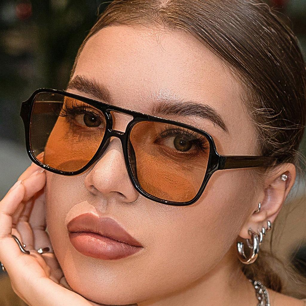 adult style sunglasses square Double new beam personalized Korean version trendy sunglasses high-end UV resistant