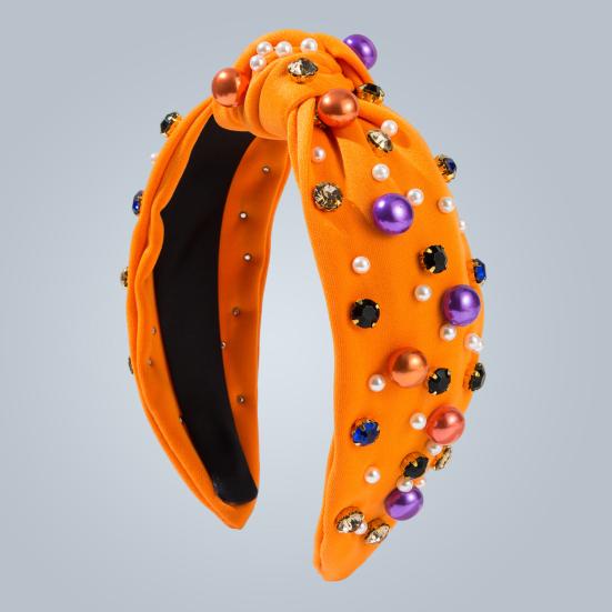 

Yousheng Хэллоуин тематическая повязка на голову искусственный жемчуг стразы декор широкий дизайн обруч для волос взрослый узел повязка на голову аксессуары для волос оранжевый