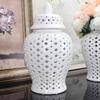 Vaso de Gengibre de Cerâmica Clássico com Tampa Artesanato Porcelana Armazenamento Ornamento Universal para