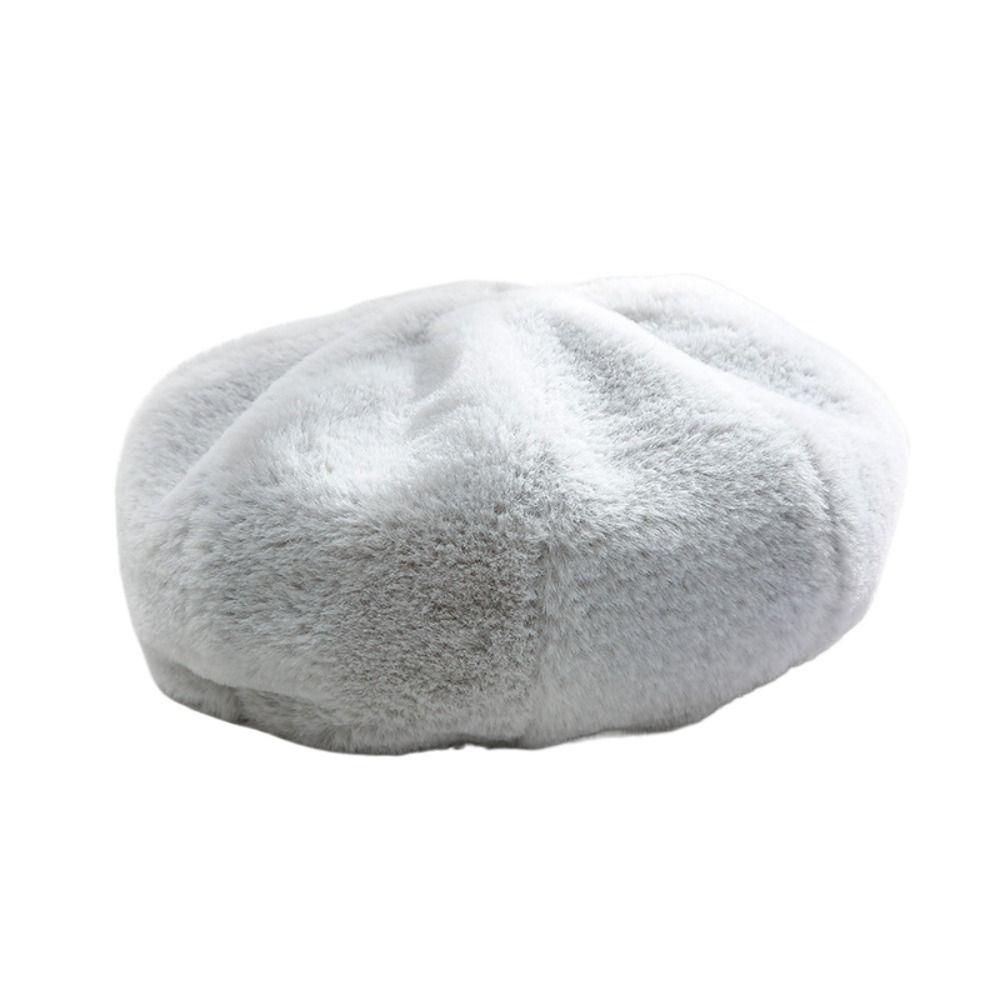 Fashionable Beret Soft and Skin Friendly Warm Hat Leisure Plush Hat  Summer
