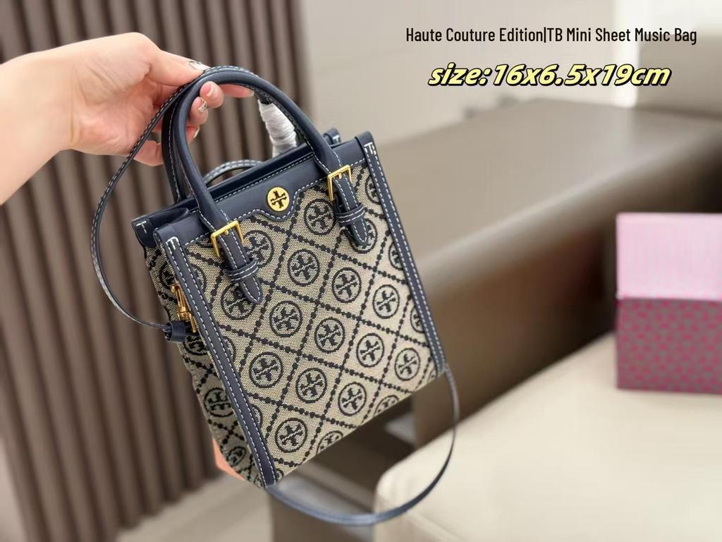 TB Mini Monogram Music Sheet Canvas Tote - Fashionable Handbag & Crossbody Bag for Women