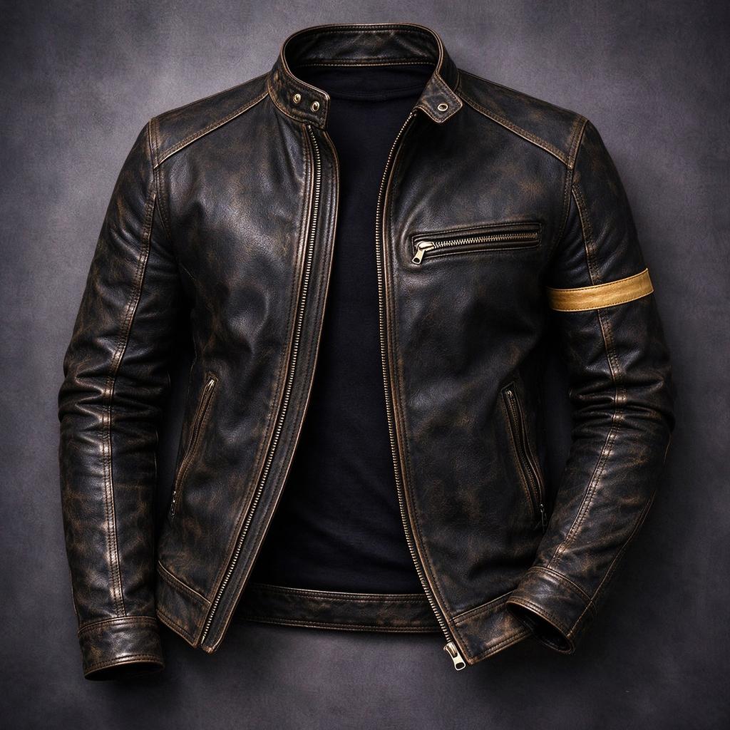 European and American men's clothing men's leather jacket male teen stand-up collar punk men's motorcycle leather jacket