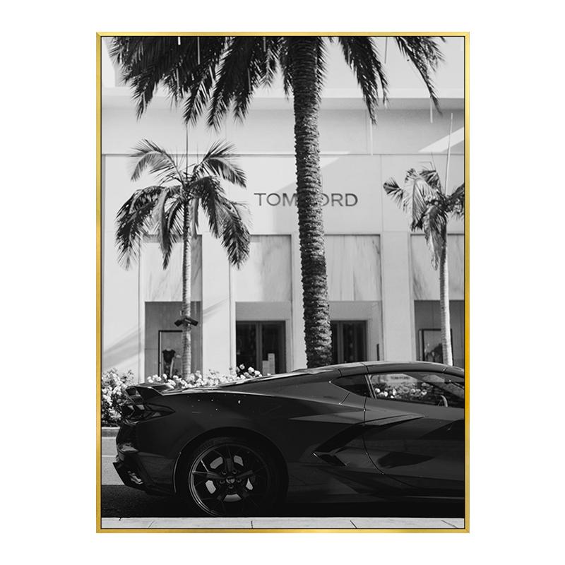Mode Lyxbil Sexiga Kvinnor Moderna Svartvita Dekorativa Målningar Canvas Väggkonst Bilder Foton Vardagsrum Heminredning