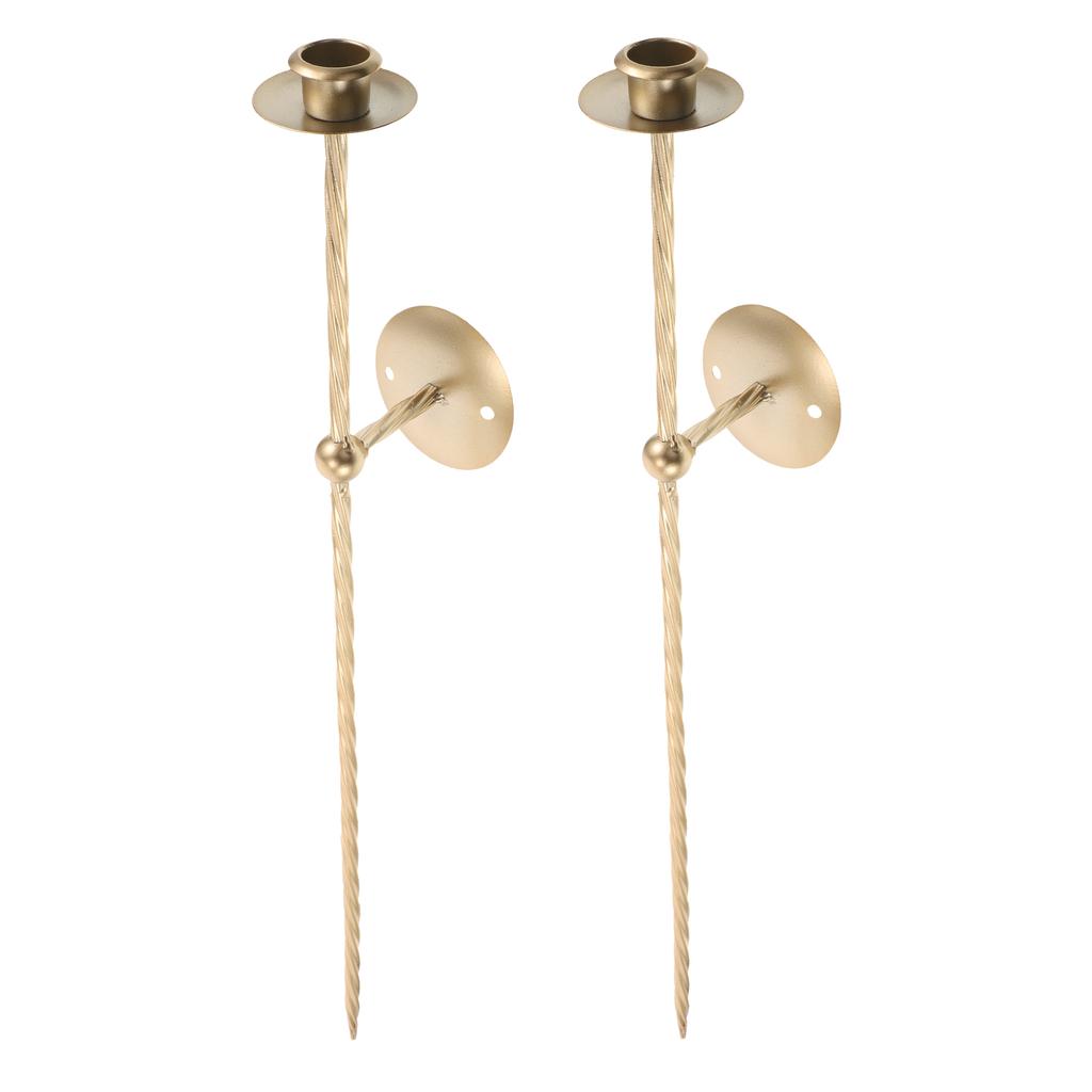 2pcs Wall Holder Long Gold Metal Pillar Candlestick Stand Iron Art Decorative Sconce For Living Room Dining Room Bedroom