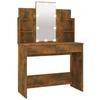 Makeup Table with LED Smoked Oak 96x40x142 cm