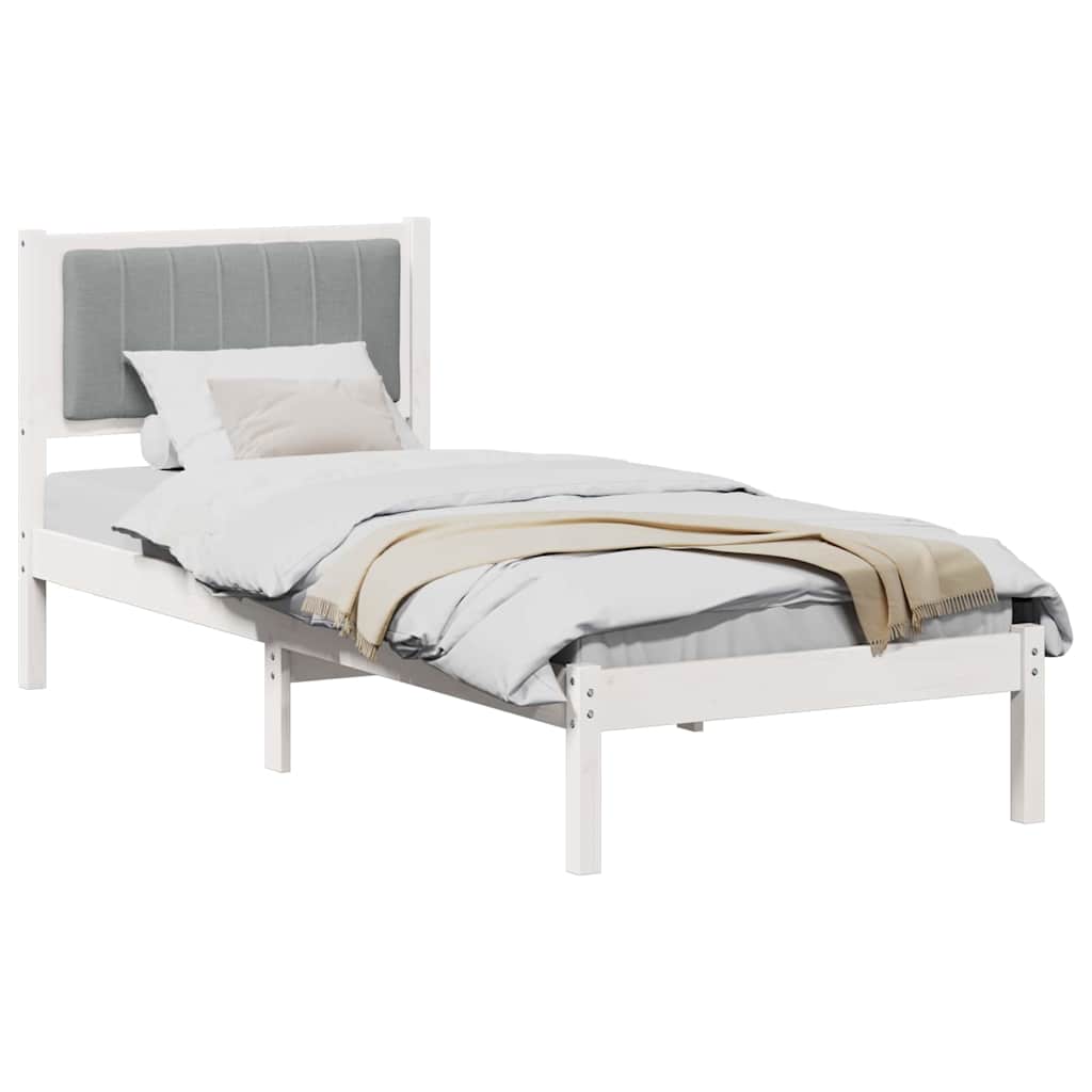Bed Frame with Padded Headboard Light Grey 75 x 190 cm