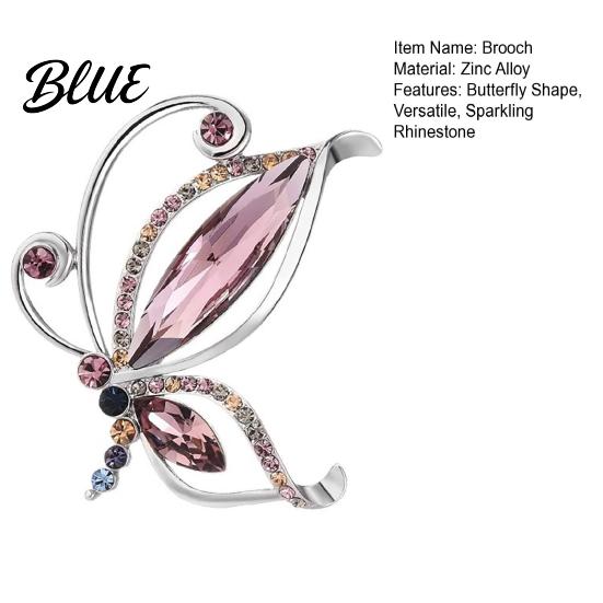 Alloy Brooch Butterfly Dazzling Rhinestone Inlay Zinc Pin Suits Coats