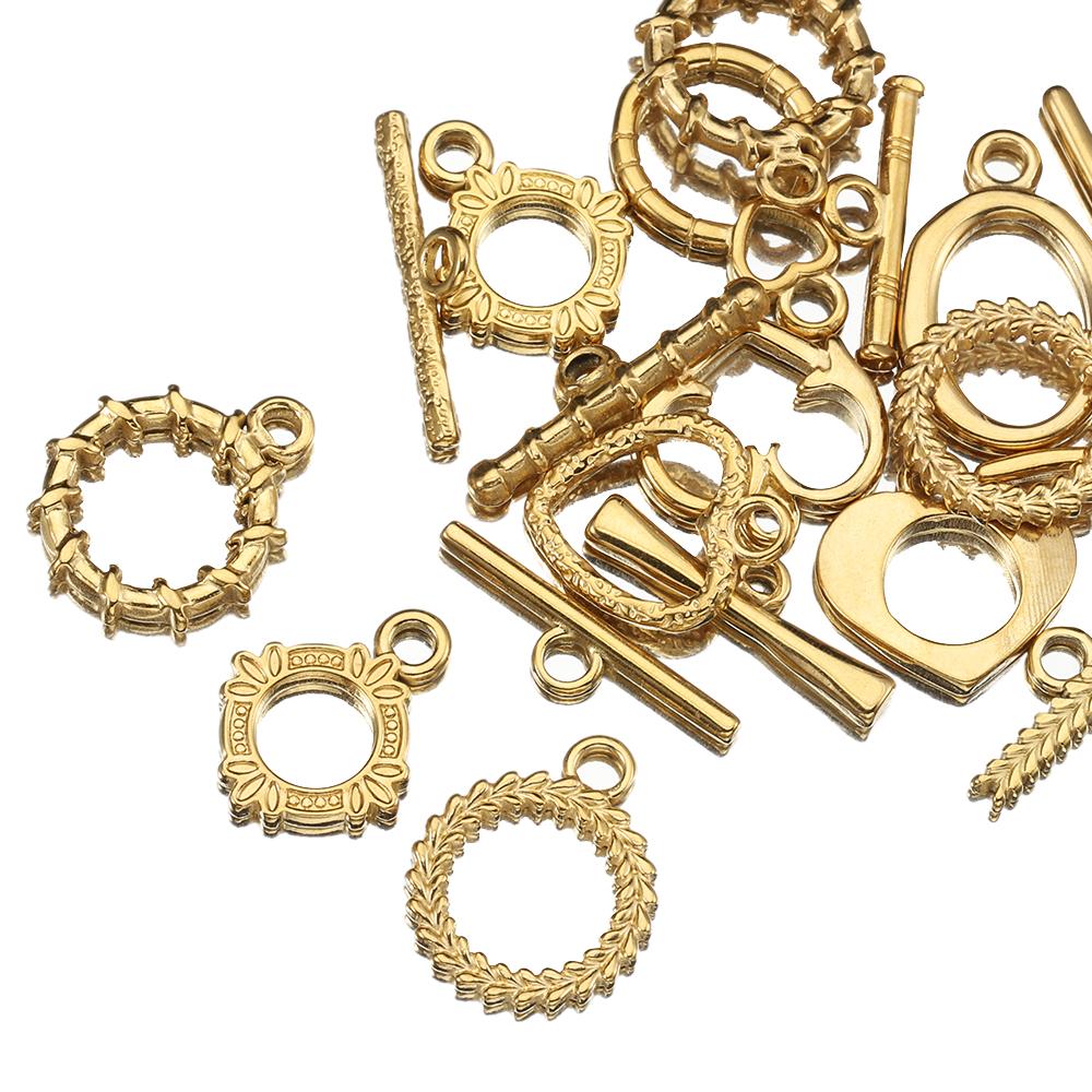 4sets Gold color Stainless Steel OT Toggle Clasps Clasps Love Heart Necklace Bracelet Buckle Connectors for Jewelry Making DIY