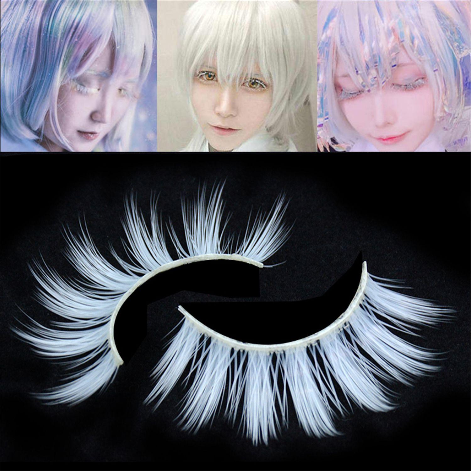 Cosplay for Halloween Reusable Wispy White Lashes False Lashes Cosplay False Eyelashes Fluffy Style 1 (3 Pairs )