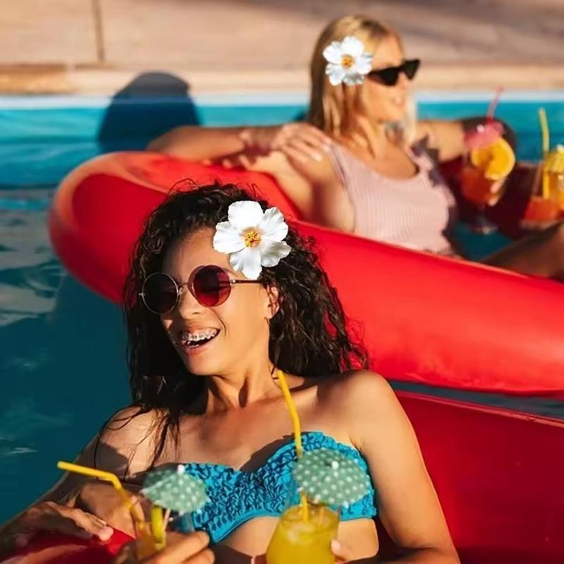 5Pcs 10CM Hawaiian Flower Hair Clip Summer Beach Birthday Party Decoration Wedding Gift Artificial Flower Girls Hair Accessories