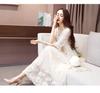 Village Embroidered Long Party White Flared Long White Long White Long Lace Wedding Size 323 H&T Women's Dress, White, Dress, Dress, Dress, Dress,