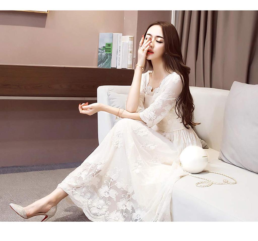 Village Embroidered Long Party White Flared Long White Long White Long Lace Wedding Size 323 H&T Women's Dress, White, Dress, Dress, Dress, Dress,