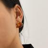 Maillard Amber Triangular Stud Earrings, 18K Gold Plated Cabochon Resin Earrings, Premium Titanium Steel Ear Jewelry