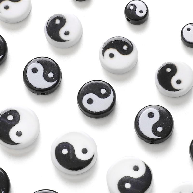 5Pcs Acrylic Taiji Bead For DIY Necklace Bracelet Earrings Jewelry Making Craft Accessories