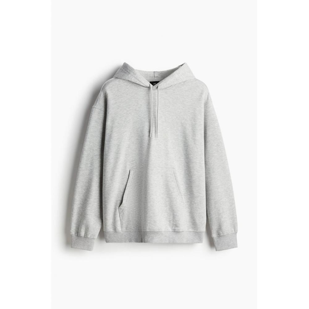 H M Loose Fit Hoodie ligHt Grey Melange