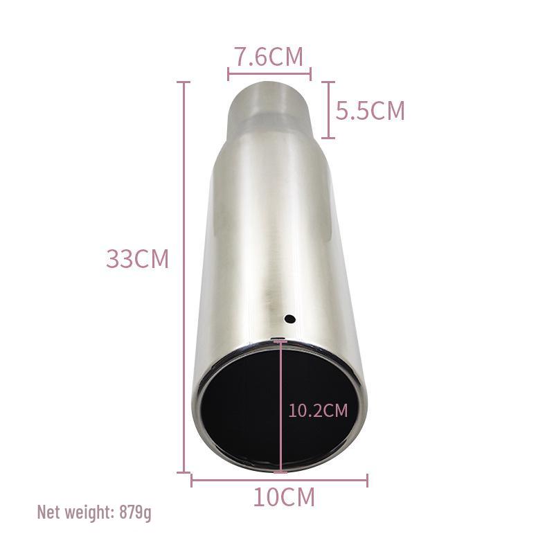 Mirror Silver Stainless Steel Car Exhaust Muffler Tailpipe, 7.6 Caliber Decor Accessory