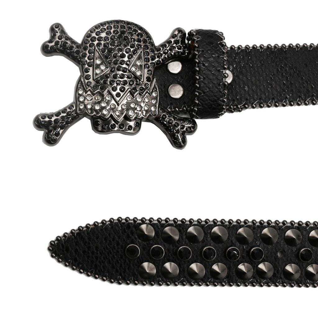 Unisex Y2K Crystal Rhinestone Skull Belt