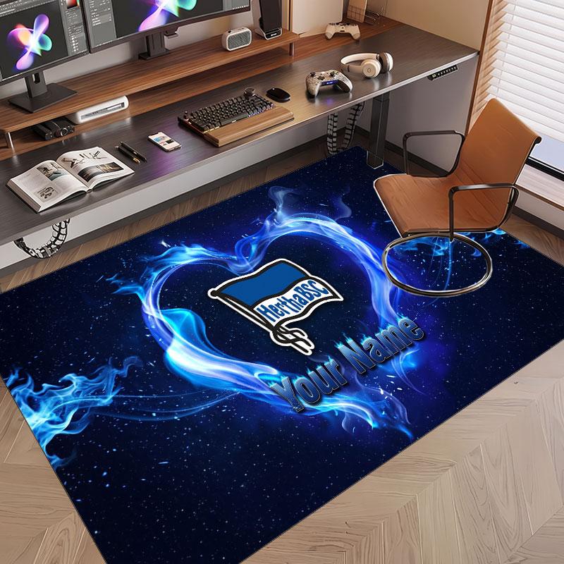 Custom Rug hertha bsc Pattern Print Name Text Soft Non‑Slip Floor Carpet for Home Indoor Decoration