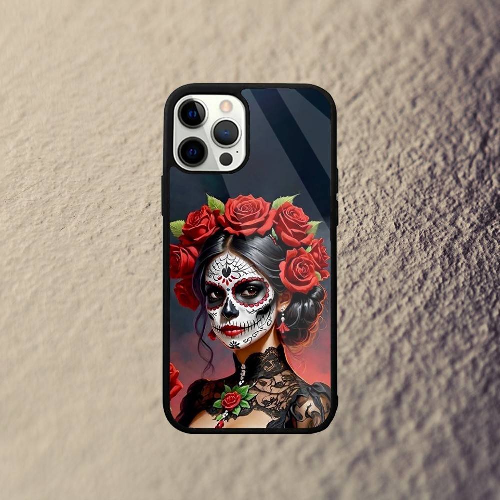 

Mexican Catrina Skull Phone Case For iPhone 16,15,14,13,12,11,Pro,Max,Plus,Mini,SE New Magsafe Magnetic Wireless Charging iPhone14ProMax