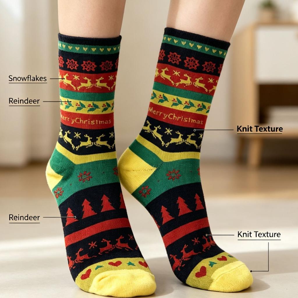 Christmas Socks Ethnic Style Cartoon Elk Red Gift Socks Men and Women Same Style