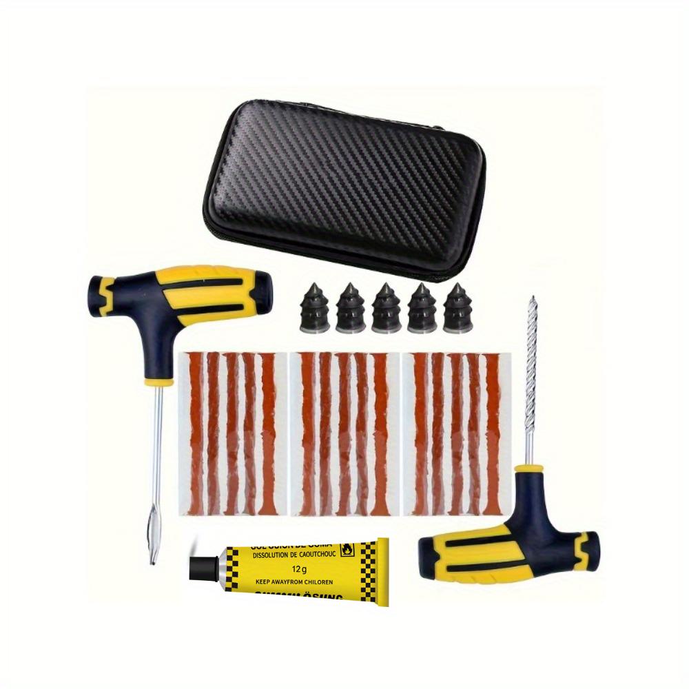 

Multi - Purpose Tire Repair Kit with High - Strength Glue. Fixes bicycle, motorcycle, and car tire problems. For tire repair.
