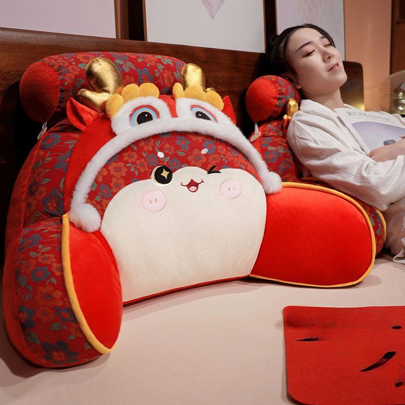 Red Bedhead Cushion Waist Cushion Soft Bag with Large Backrest for Bed Waist Protection Seasonal Availability of Pillows Office Rest Backrest Pad