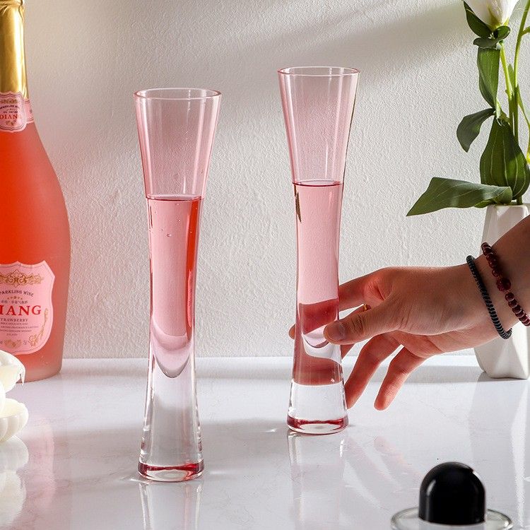 Hourglass Shape Glass Cup Tall Elegant Champagne Flute For Juice Beer Cocktail Home Bar Party Wedding