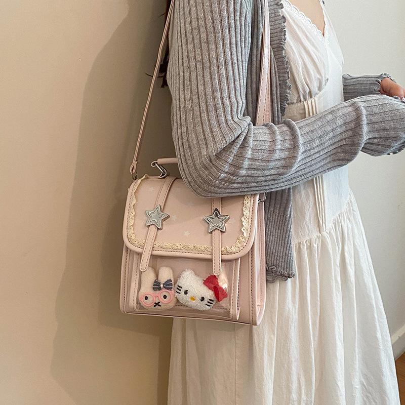 Schoolbag Sweet Color Matching Lace Backpack Women's 1011 New Age Reduction Multi-purpose Hand Carry Shoulder Small Backpack Mini