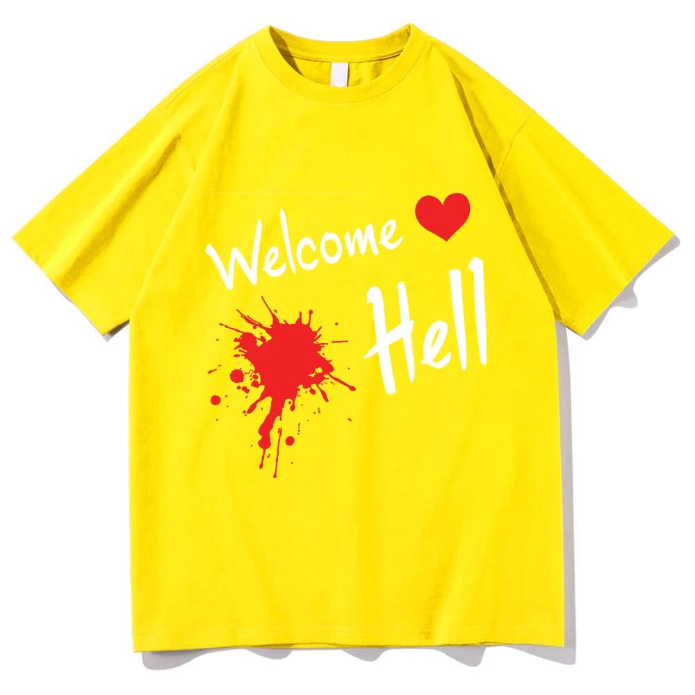 Anime TouHou Project Welcome Hell Tshirt 2025 women Clothing Harajuku Clothes Summer Tops Unisex Graphic T Shirts