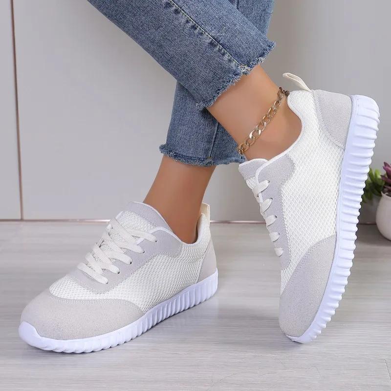 Mode 2024 Heißer Verkauf Schuhe Damen Schnürschuhe Damen Vulkanisierte Schuhe Frühling Herbst Weiche Sohle Atmungsaktives Mesh Lässige Flache Laufschuhe