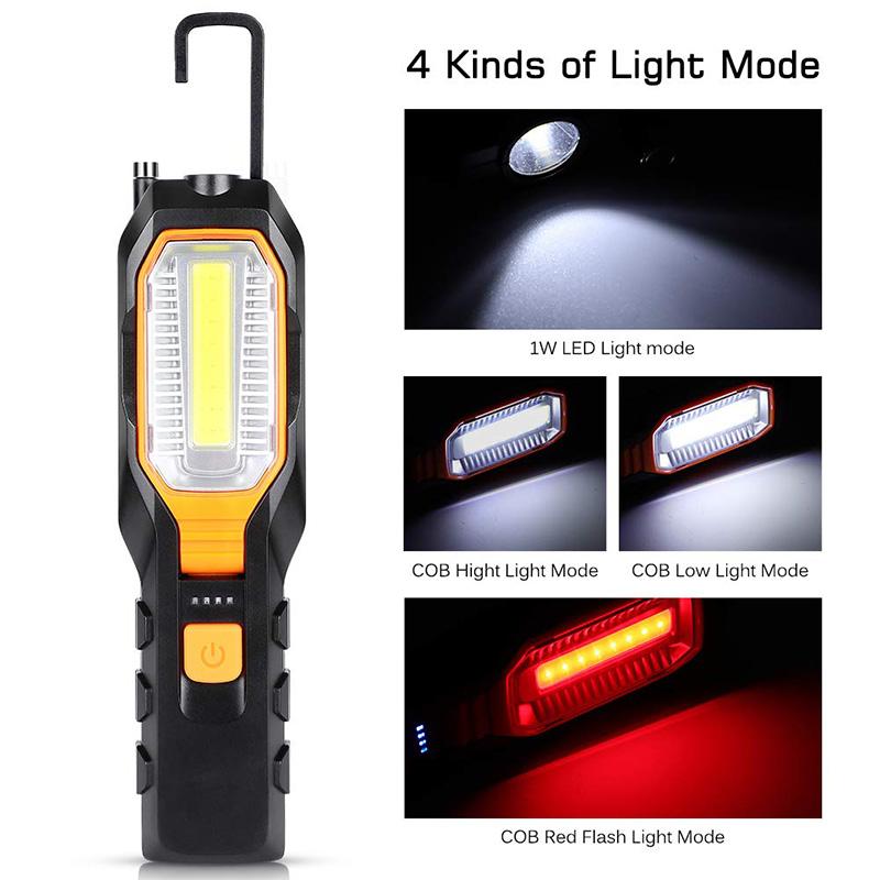 Portable COB LED Work Light Car Garage Mechanic Lamp USB Rechargeable Torch Outdoor Camping Emergency Light Warning Light