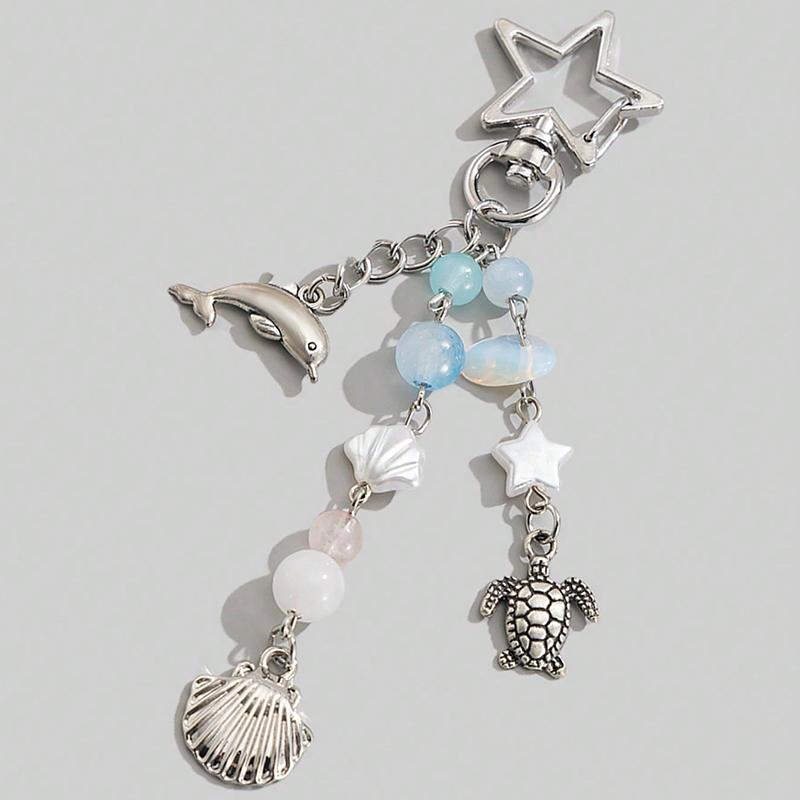 Imitation Pearl Bow Heart Pendant Bag Pendant Pink Strawberry Hollow Flower Tulip Beaded Keychain Accessories