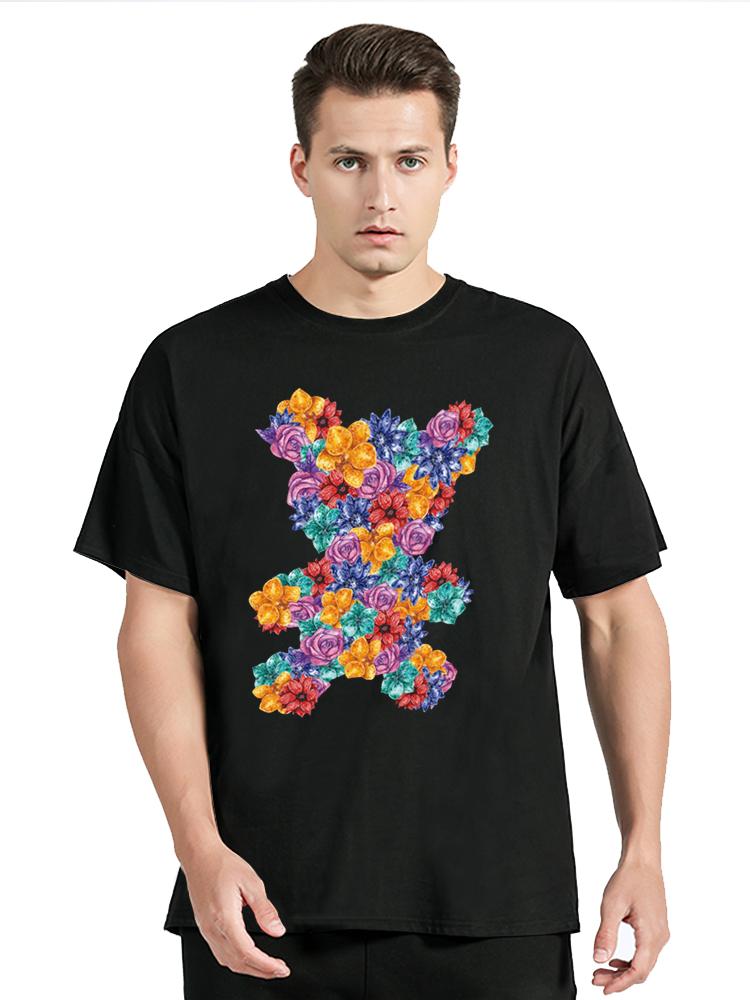 Fashion All-match Women Cotton T-shirt Cartoons Cute Bear Tops Summer Black Classic O-Neck Tee Women Clothes Hip Hop Tshirt