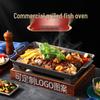 ONYLM Commercial Non-stick Grilled Fish Plate with Wooden Base