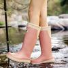 Rain shoes women's adult fashion high rain boots warm and velvet outer wear trache long water boots camping shoes