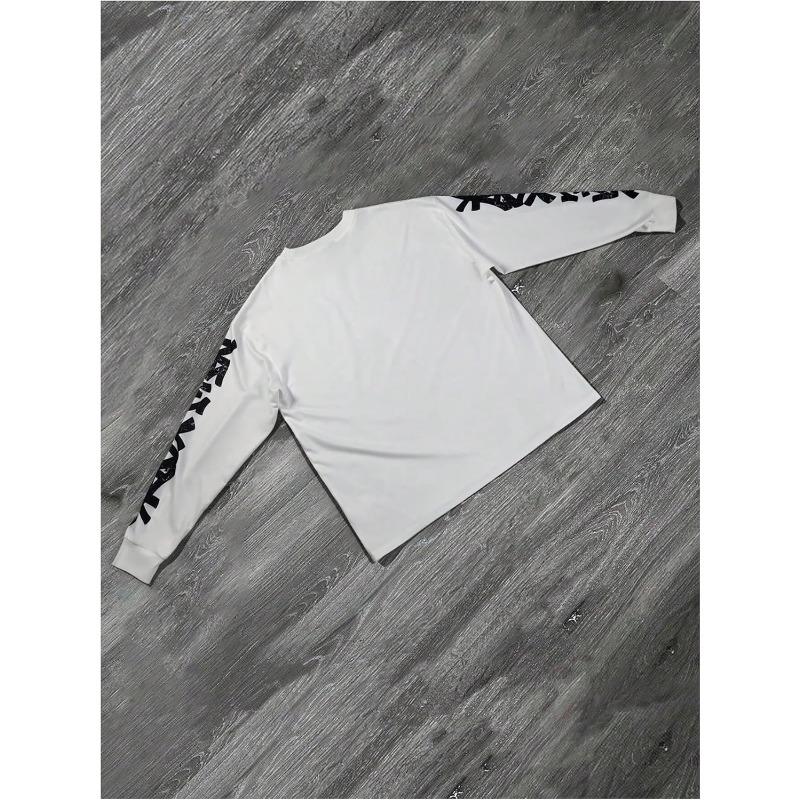 Verdusa Herren Langarm T-Shirts mit Buchstaben-Grafik Streetwear Rundhalsausschnitt Drop Shoulder
