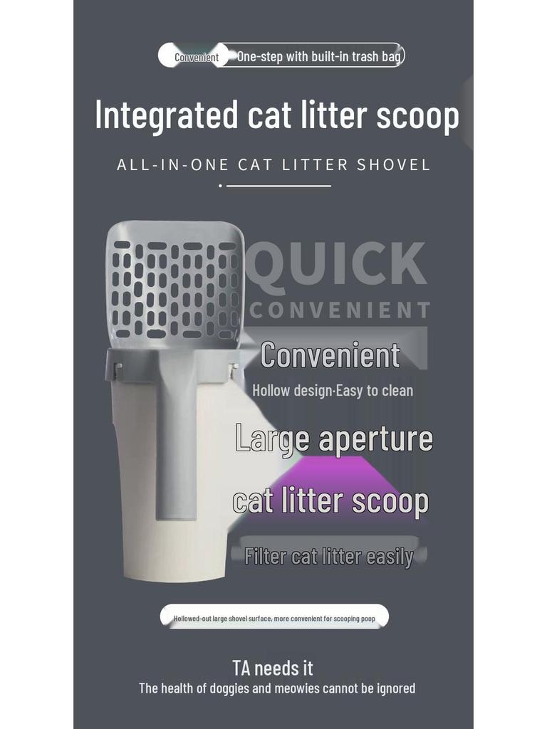 Cross-Border Cat Litter Scoop with Garbage Bag Set - Detachable Pet Cleaning Tool