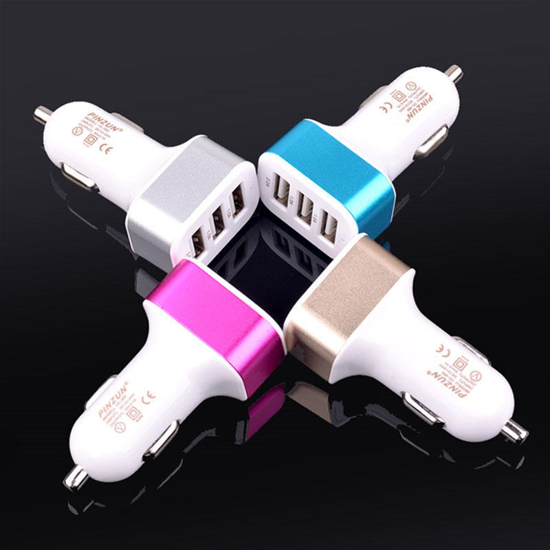 Universal Triple USB Car Charger Adapter Socket 3 Port Car-charger 3.1A 2.1A Auto Accessory