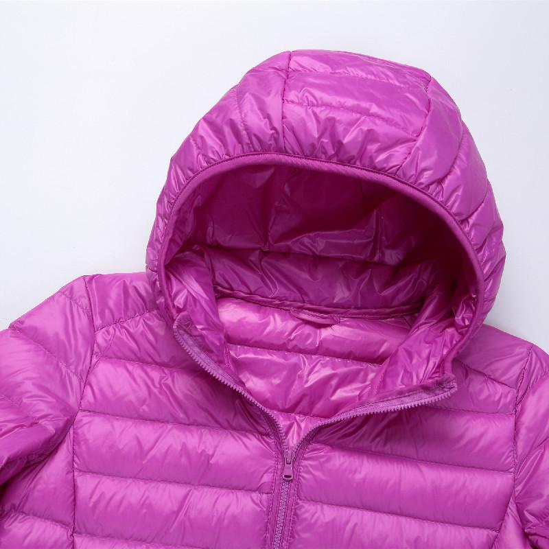 Dámská podzimní a zimní lehká bunda Duck Down Jacket s Cap Wear Thin Jacket Plus Size