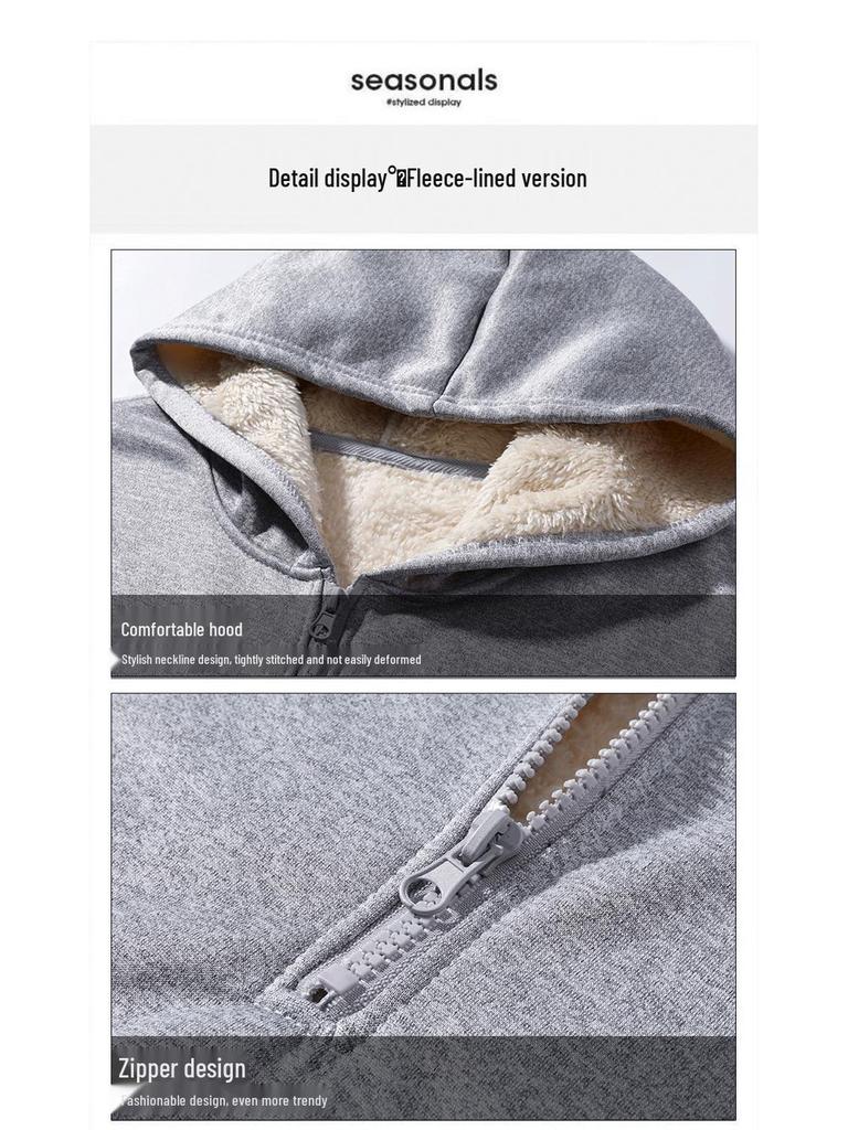 Men's Thickened Fleece Half-Zip Hoodie: Casual Solid Color Sports Jacket