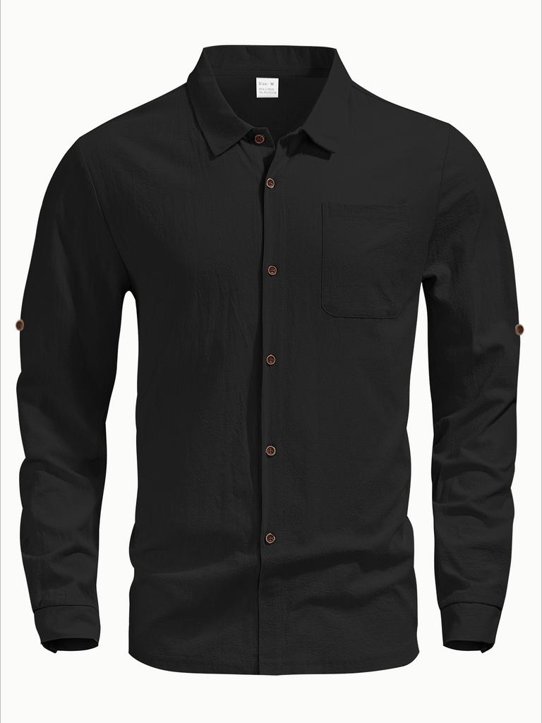 Men's Linen Shirt Short Sleeve Summer Cardigan Casual Button Down Loose Beach Vacation Top