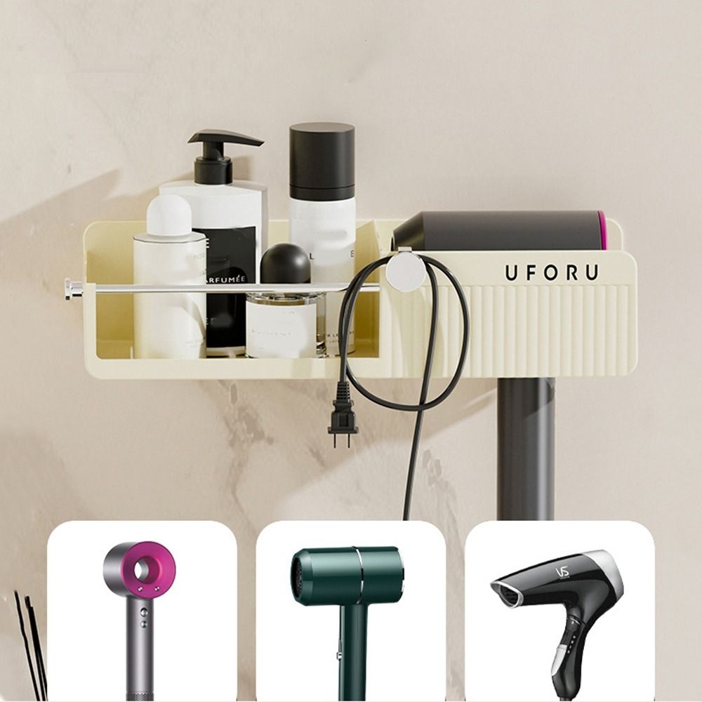 Self Adhesive Hair Dryer Stand Wall-mounted Hair Dryer Storage Rack Hairdryer Organizer  for Home