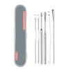 6/7 piece set of stainless steel earwax collector spiral turn ear pick ear pick to clean the ear portable ear cleaning tool