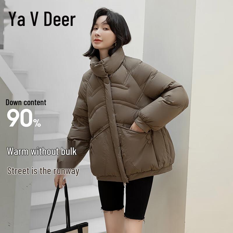

Yalu Women s Casual Stand Collar Short Down Jacket S