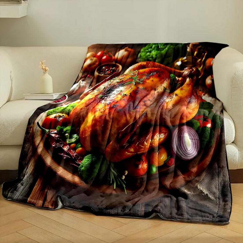Roast Chicken Feast print blanket soft and cozy perfect for the living room bed sofa or a nap,gift