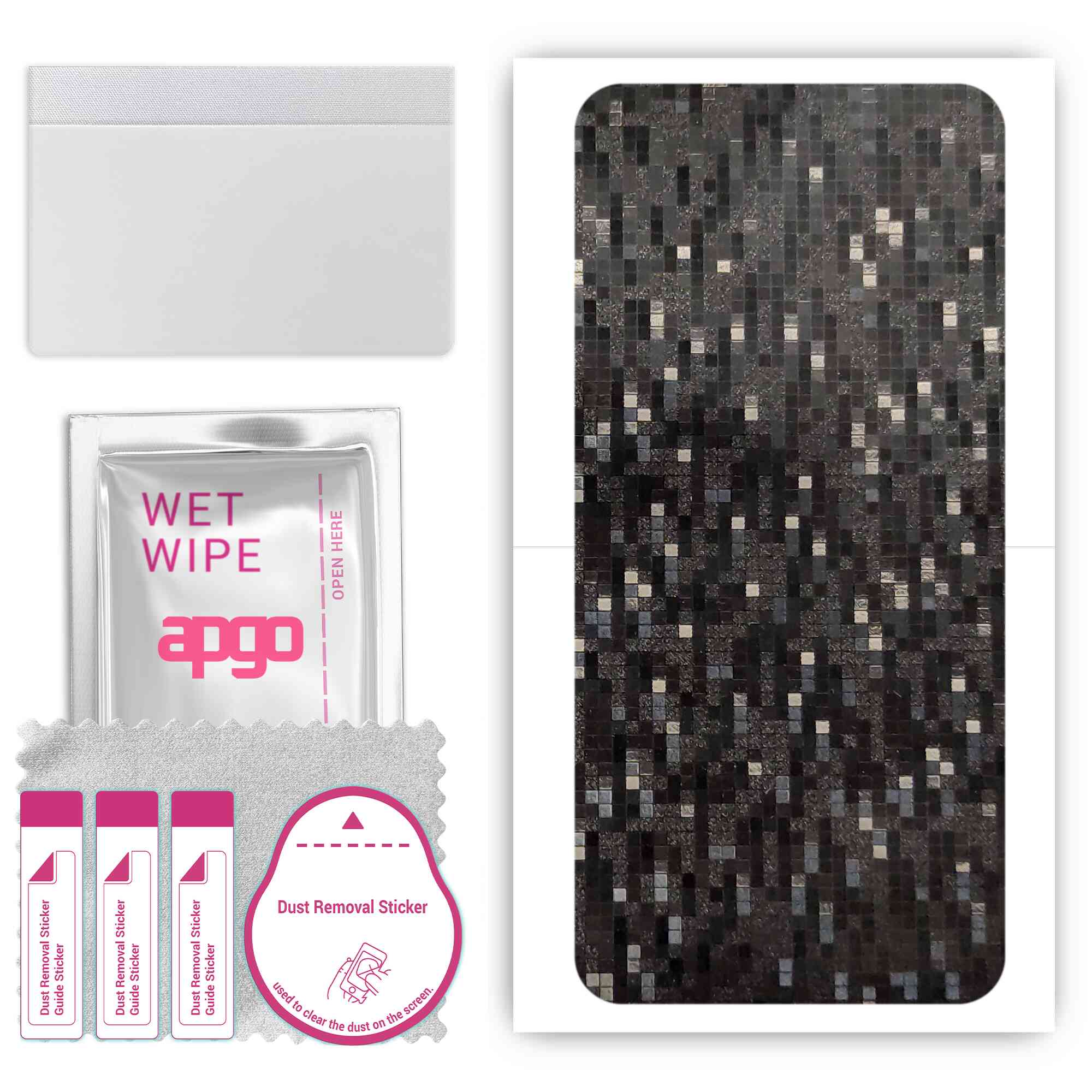 

apgo Protective Skin Sticker for the back compatible with Oppo Find X, Wrap Film, Foil, Vinyl - Pattern Carbon Black Pixel