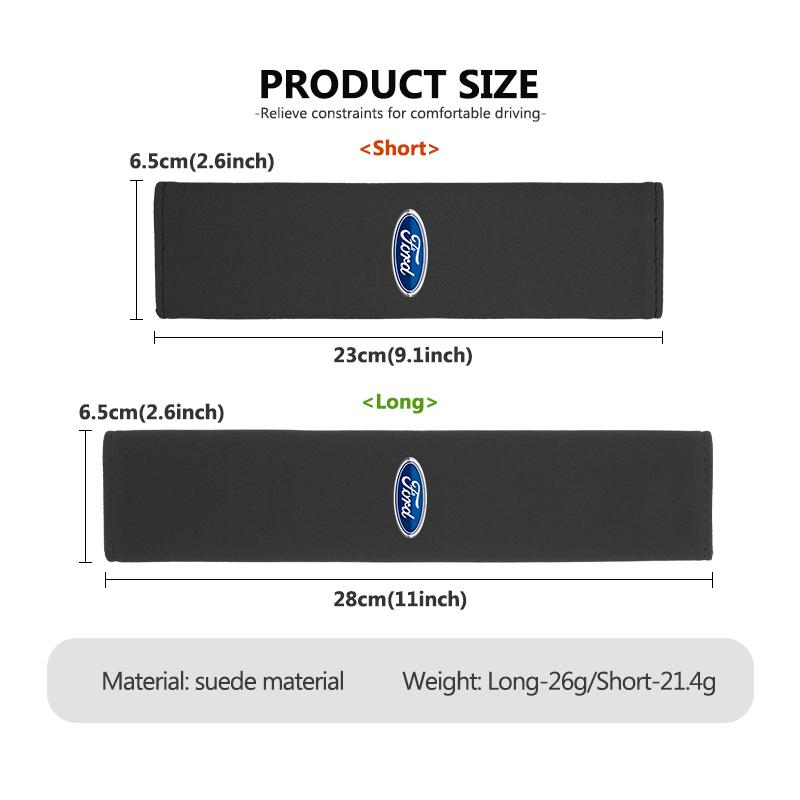 KLKR3 Suede Car Seat Belt Shoulder Guard Anti-Wear Soft Wear Resistant For Ford Focus Mk2 Mk3 Mk4 Fiesta Ranger Mondeo S-MAX Kuga
