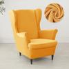 Nordic Solid Color Wing Chair Cover Velvet Stretch Armchair Covers Removable Relax Sofa Slipcovers with Seat Cushion Slipcover