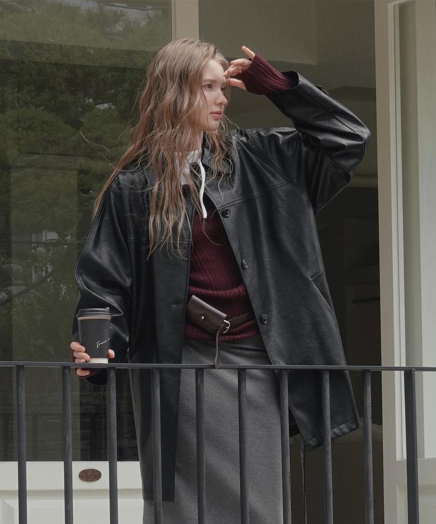 TWEE Theron Leather Trench Half Jacket (Strap Set)